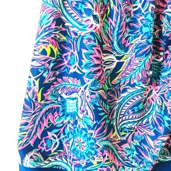 CARIBBEAN JOE BLUE PINK FLORAL RUCHED HIGH-CUT TANKINI 2-PC SET SIZE 12 NWT - Picture 6 of 12